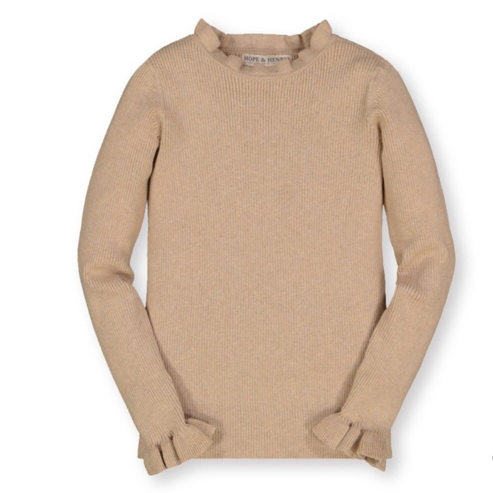 GRAY 🩶Hope & Henry girls ruffle rib knit sweater
